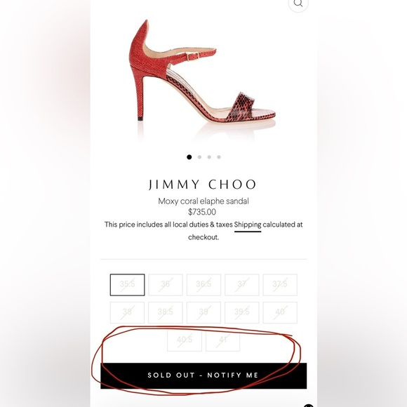 Jimmy Choo Moxy Coral 🪸 elaphe heeled sandal color: coral/pink 👡 SOLD OUT - Picture 5 of 7
